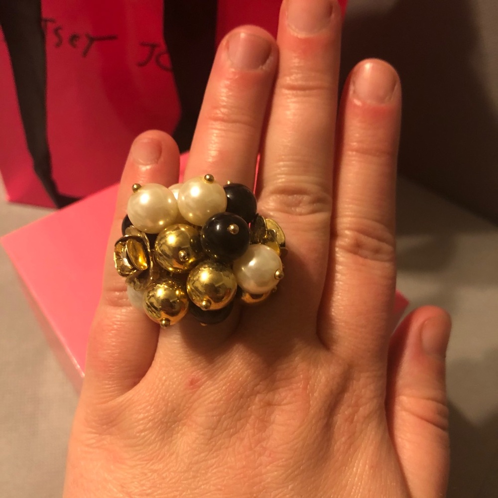 Betsey Johnson pearl shaker ring gold